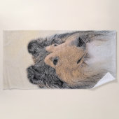 Collie (Rough) Malerei - Niedliche Original Hunde Strandtuch (Vorderseite)