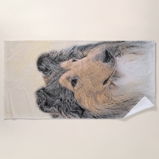 Collie (Rough) Malerei - Niedliche Original Hunde Strandtuch (Vorderseite)