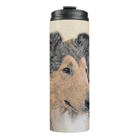 Collie (Rough) Malerei - Niedliche Original Hunde Thermosbecher (Vorderseite)