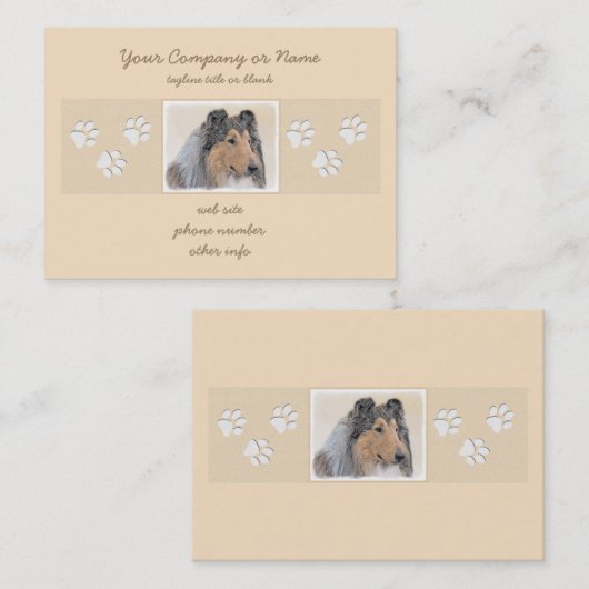 Collie (Rough) Malerei - Niedliche Original Hunde Visitenkarte (Vorne/Hinten)