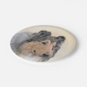 Collie (Rough) Malerei - Niedliche Original Hundek Pappteller (Schrägansicht)