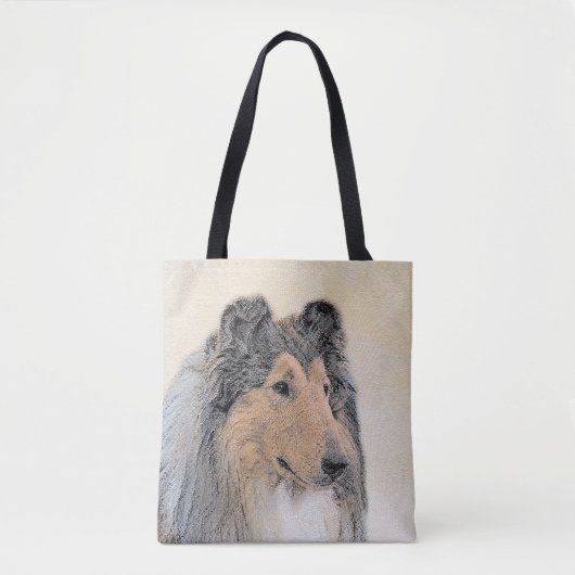 Collie (Rough) Malerei - Niedliche Original Hundek Tasche (Vorderseite)