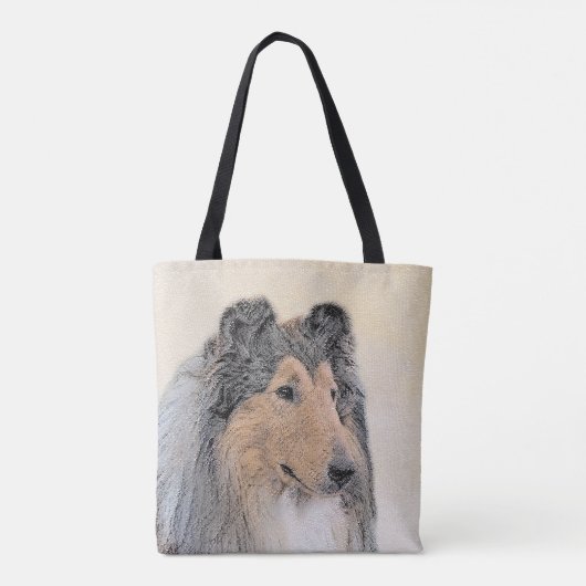 Collie (Rough) Malerei - Niedliche Original Hundek Tasche (Rückseite)