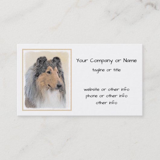 Collie (Rough) Malerei - Niedliche Original Hundek Visitenkarte (Vorderseite)