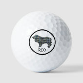 Collie Rough Niedlich Dog Silhouette Monogramm Gri Golfball (Vorderseite)