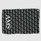 Collie Rough Niedlich Dog Silhouette Y&B Grid Blac Golfhandtuch (Horizontal)