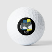Collie Rough Niedlich Hund Silhouette Mono TriGrid Golfball (Vorderseite)
