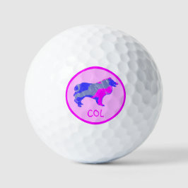 Collie Rough Niedlich Pink Dose Silhouette Monogra Golfball