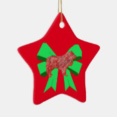 Collie Rough Red Dog & Green Bow Christmas Keramik Keramik Ornament (Rechts)