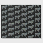 Collie Rough Yellow and Black Grill Line Geschenkpapier (Flach)