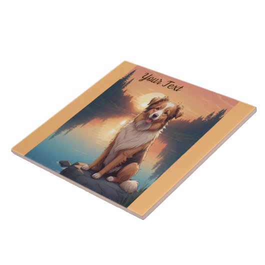 Collie Shepherd am See Fliese (Seite)