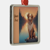Collie Shepherd am See Ornament Aus Metall (Rechts)