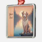 Collie Shepherd am See Ornament Aus Metall (Links)