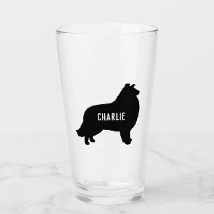 Collie Silhouette Custom Dog Breed Drink Glass Glas
