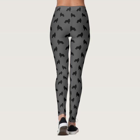 Collie-Silhouette-Muster grau und schwarz Leggings (Rückseite)