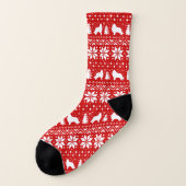 Collie-Silhouette-rotes Weihnachtsmuster Socken (Links - Außen)