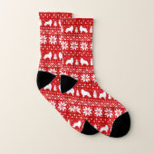 Collie-Silhouette-rotes Weihnachtsmuster Socken (Paar)