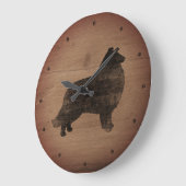 Collie Silhouette Rustikaler Stil Große Wanduhr (Winkel)
