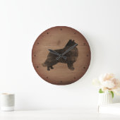 Collie Silhouette Rustikaler Stil Große Wanduhr (Zuhause)