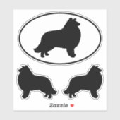 Collie Silhouetten Hunde Rasse Vinyl Sticker Set (Blatt)