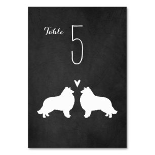 Collie Silhouetten Wedding Reception Tischnummer