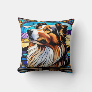 Collie Stains Glass Look Kissen