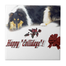 Collie Tri Color Christmas Fliese