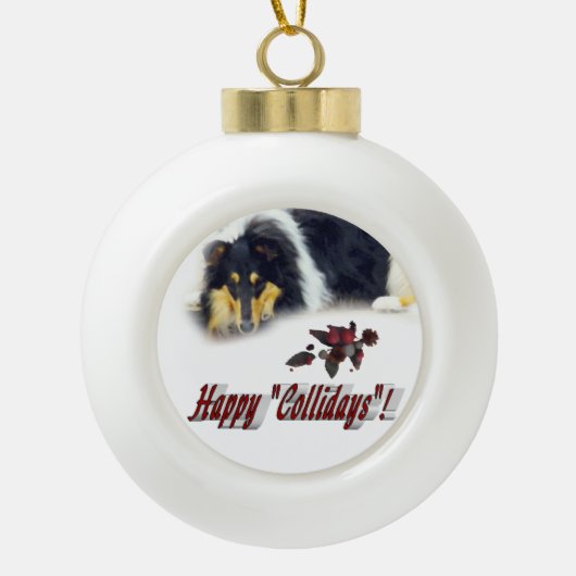 Collie Tri Color Christmas Keramik Kugel-Ornament (Vorderseite)
