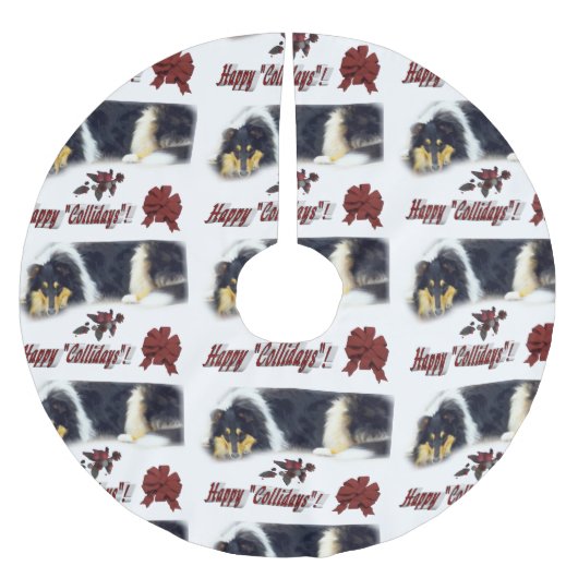 Collie Tri Color Christmas Polyester Weihnachtsbaumdecke (Vorderseite)
