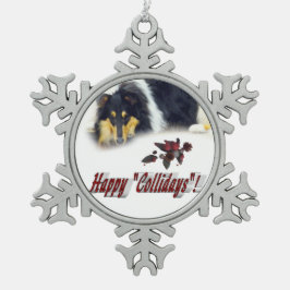 Collie Tri Color Christmas Schneeflocken Zinn-Ornament