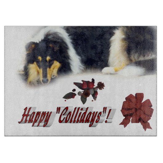 Collie Tri Color Christmas Schneidebrett (Vorderseite)