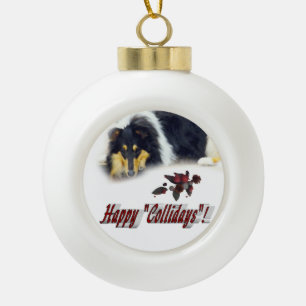 Collie-Tri Farbweihnachten Keramik Kugel-Ornament