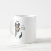 Collie (tri glatt) History Design Kaffeetasse (Vorderseite Links)