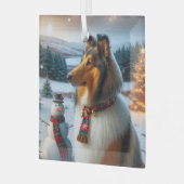 Collie Urlaub Ornament Aus Glas (Vorderseite links)