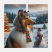 Collie Urlaub Ornament Aus Glas (Rückseite)