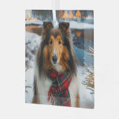 Collie Urlaub Ornament Aus Glas (Vorderseite links)