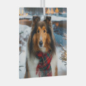 Collie Urlaub Ornament Aus Glas (Vorderseite Rechts)