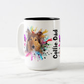 Collie Vater / Collie Mama Aquarell Foto Zweifarbige Tasse (Vorderseite Links)