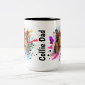 Collie Vater / Collie Mama Aquarell Foto Zweifarbige Tasse (Mittel)