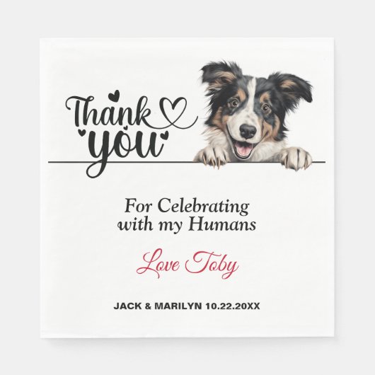 Collie Wedding Vielen Dank Serviette (Vorderseite)