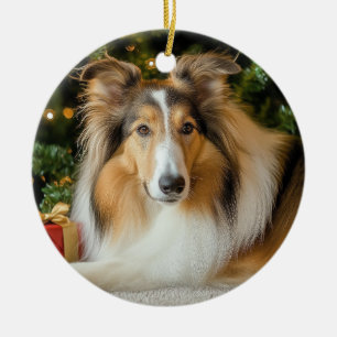 Collie-Weihnachten Keramik Ornament