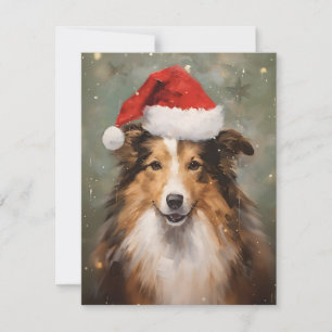 Collie Weihnachts-Pinselmalerei-Kunstwerk Feiertagskarte