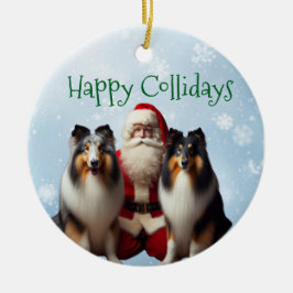 Collie-Weihnachtsbaumanhänger Keramik Ornament
