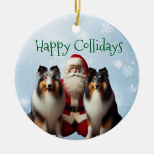 Collie-Weihnachtsbaumanhänger Keramik Ornament