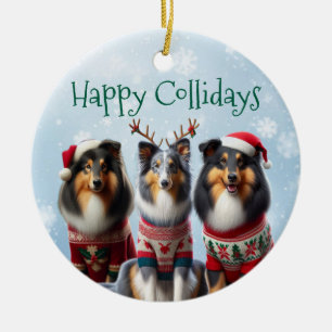 Collie-Weihnachtsdekorationen Keramik Ornament