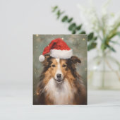 Collie Weihnachtsmalerei Feiertagskarte (Stehend Vorderseite)