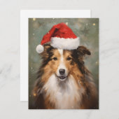 Collie Weihnachtsmalerei Feiertagskarte (Vorne/Hinten)