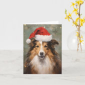 Collie Weihnachtsmalerei Karte (Gelbe Blume)