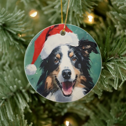 Collie Weihnachtsmalerei Keramik Ornament (Baum)