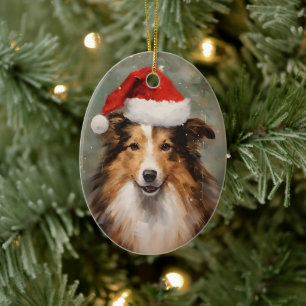 Collie Weihnachtsmalerei Keramik Ornament